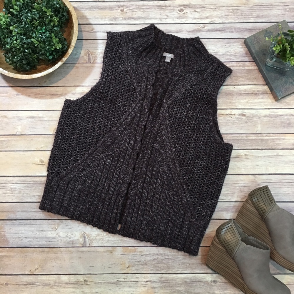 Size Large J. Jill Petite Crochet Sweater Vest Top